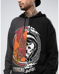 Мужской черный худи с принтом от Asos