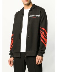 Мужской черный худи с принтом от Roberto Cavalli