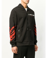 Мужской черный худи с принтом от Roberto Cavalli