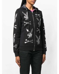 Женский черный худи с принтом от Philipp Plein