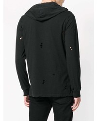 Мужской черный худи с принтом от Balmain