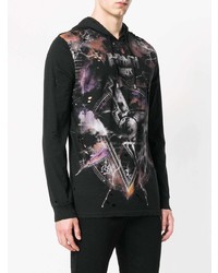 Мужской черный худи с принтом от Balmain