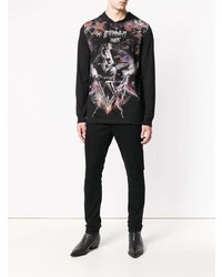 Мужской черный худи с принтом от Balmain