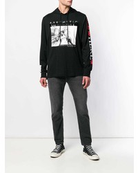 Мужской черный худи с принтом от Diesel