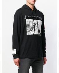 Мужской черный худи с принтом от Diesel