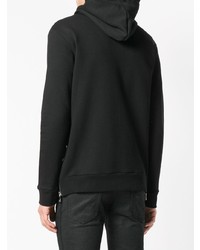 Мужской черный худи с принтом от Balmain