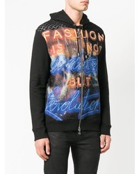 Мужской черный худи с принтом от Balmain