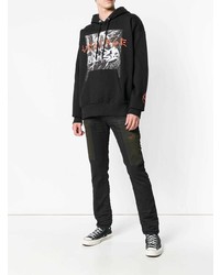 Мужской черный худи с принтом от Diesel