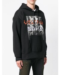 Мужской черный худи с принтом от Diesel