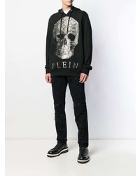 Мужской черный худи с принтом от Philipp Plein