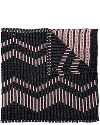 Женский черный шарф в горизонтальную полоску от M Missoni
