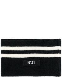 Женский черный шарф в горизонтальную полоску от No.21