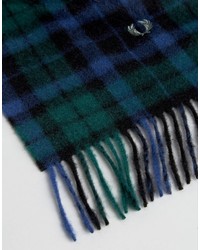Мужской черный шарф в шотландскую клетку от Fred Perry