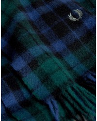 Мужской черный шарф в шотландскую клетку от Fred Perry