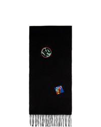 Мужской черный шарф с вышивкой от Ps By Paul Smith