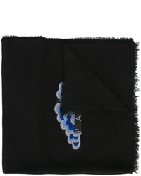 Женский черный шарф с вышивкой от Kenzo