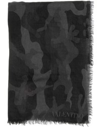 Черный шарф с камуфляжным принтом