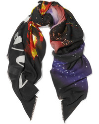 Женский черный шарф с принтом от Balenciaga