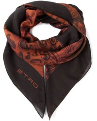Мужской черный шарф с принтом от Etro