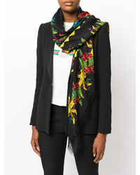 Женский черный шарф с принтом от Gucci