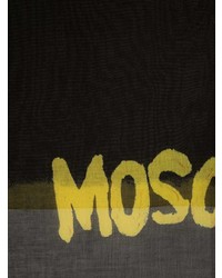 Мужской черный шарф с принтом от Moschino