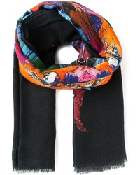 Мужской черный шарф с принтом от Marcelo Burlon County of Milan