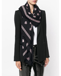 Женский черный шарф с принтом от Versace