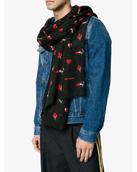 Мужской черный шарф с принтом от Saint Laurent