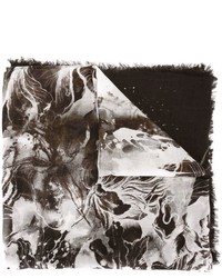 Женский черный шарф с принтом от Roberto Cavalli