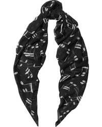Женский черный шарф с принтом от Saint Laurent