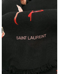 Мужской черный шарф с принтом от Saint Laurent