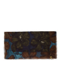 Мужской черный шарф с цветочным принтом от Dries Van Noten
