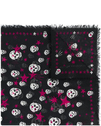 Женский черный шарф со звездами от Alexander McQueen