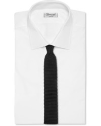 Мужской черный шелковый вязаный галстук