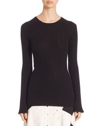 Черный шелковый вязаный свитер