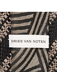 Мужской черный шелковый галстук в вертикальную полоску от Dries Van Noten
