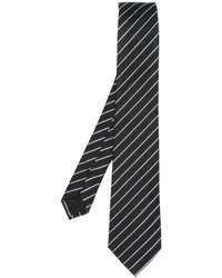Мужской черный шелковый галстук в вертикальную полоску от Armani Collezioni