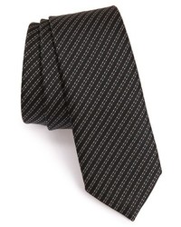 Черный шелковый галстук в горизонтальную полоску