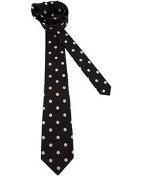 Мужской черный шелковый галстук в горошек от Christian Dior