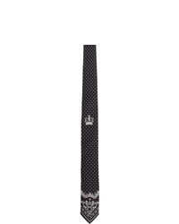Мужской черный шелковый галстук в горошек от Dolce and Gabbana