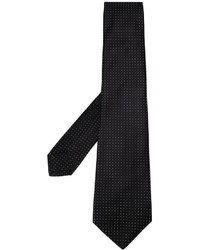 Мужской черный шелковый галстук в горошек от Kiton