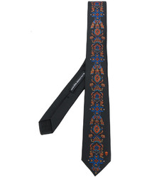 Мужской черный шелковый галстук с вышивкой от Alexander McQueen