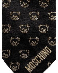Мужской черный шелковый галстук с вышивкой от Moschino