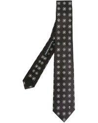 Мужской черный шелковый галстук с геометрическим рисунком от Alexander McQueen