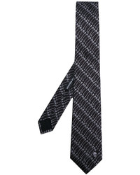 Мужской черный шелковый галстук с принтом от Alexander McQueen