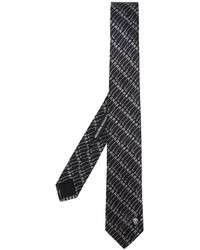 Мужской черный шелковый галстук с принтом от Alexander McQueen