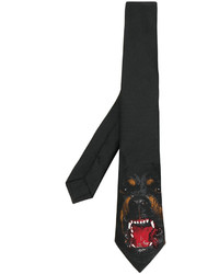 Мужской черный шелковый галстук с принтом от Givenchy