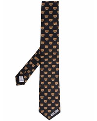 Мужской черный шелковый галстук с принтом от Moschino