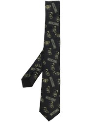 Мужской черный шелковый галстук с принтом от Moschino