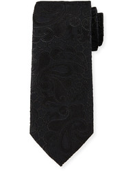 Черный шелковый галстук с цветочным принтом